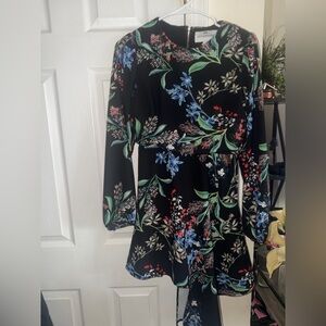 Stylestalker Black Dress with Green and Red Floral Design